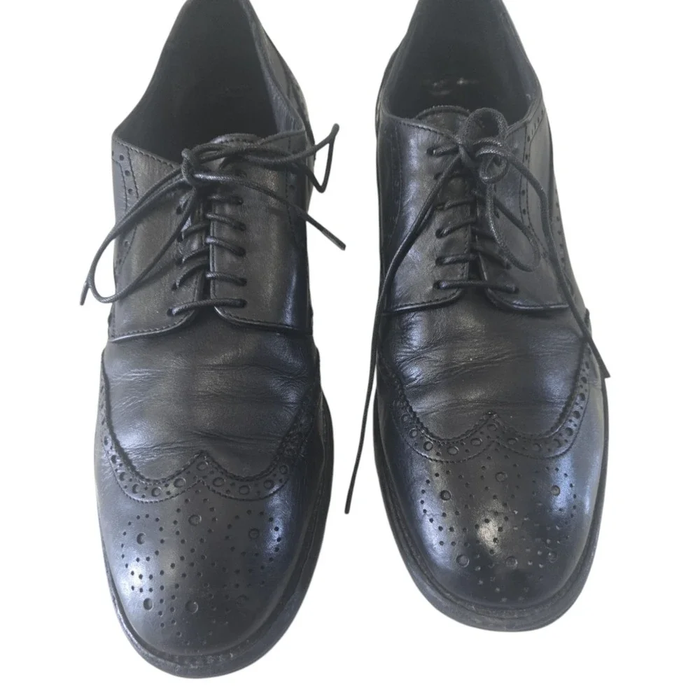 Alexander Mqueen Wingtip Black Leather Oxford Shoes EU42 US9